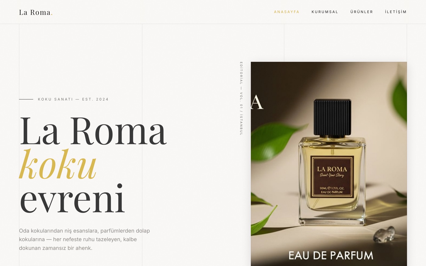 La Roma fragrance website homepage