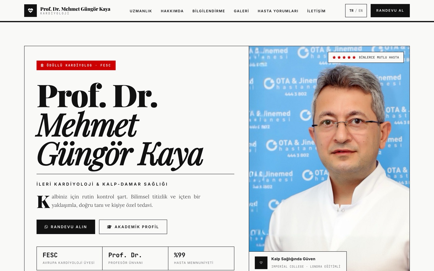 Prof. Dr. Mehmet Güngör Kaya cardiology website homepage